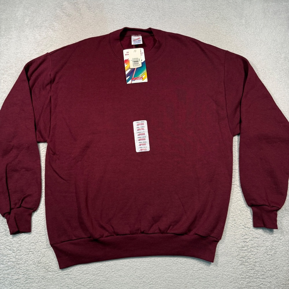 Jerzees Sweatshirt Mens Large Maroon Blank 90s Vintage Made in USA NWT